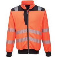 Sweatshirt met rits met hoge zichtbaarheid, PW370, zwart/oranje - Portwest