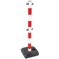 Paal met dubbele ketting op sokkel, Materiaal: PVC, Totale hoogte: 900 mm