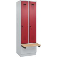 Garderobekast Evolo PLUS op zitbank, 2 vaks, 30 cm - CP