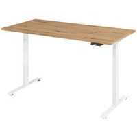 Elektrisch bureau 160 x 80 cm eiken/onderstel wit - Manutan Expert