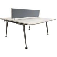 Refurbished bureau met 2 werkplekken – Grijs scheidingspaneel – Herman Miller