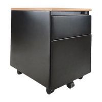 Refurbished verrijdbaar ladeblok - 2 laden - zwart en houtlook