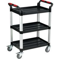 Kunststof plateauwagen - 3 plateaus en handgrepen - aluminium