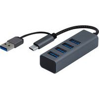 USB-hub HB314 -  4 poorten Type A en adapter type A / type C- 60W