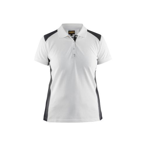 Dames polo piqué White/Dark grey - Blåkläder