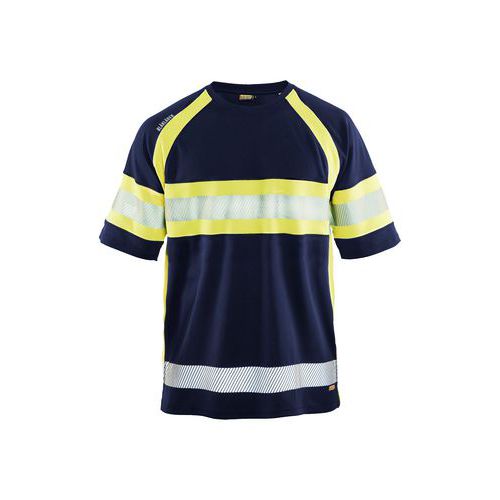 Blaklader T-shirt High Vis Uv 3337 - Ronde Hals - Fluo Geel/marineblauw