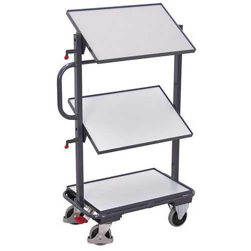 Bijzetwagen ESD met 3 schuine ESD-etage instelbaar