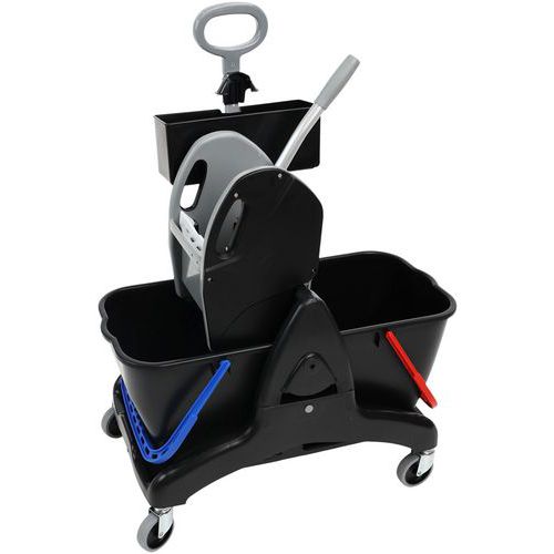 Chariot de lavage 2 seaux 15 L avec presse + bac produit - Manutan Expert Chariot de lavage 2 seaux 15 L avec presse + bac produit - Manutan Expert