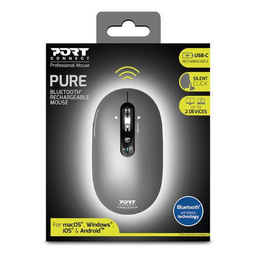 Muis geruisloos plat oplaadbaar Bluetooth PURE MAC - Port Connect