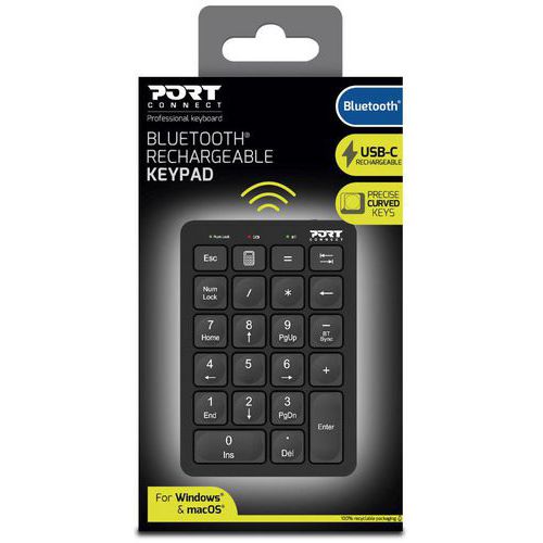 Oplaadbaar numeriek bluetoothtoetsenblok - Port Connect