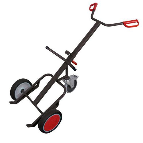 Vatensteekwagen staal voor 200 liter stalen vaten met steunwiel