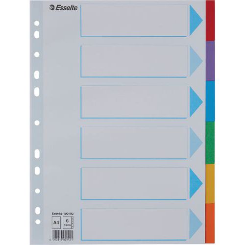Intercalaire A4 en carton - 6 touches - lot de 20 - Esselte Intercalaire A4 en carton - 6 touches - lot de 20 - Esselte