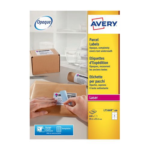 Verzendetiketten Ondoorzichtig Laser - Wit - Avery