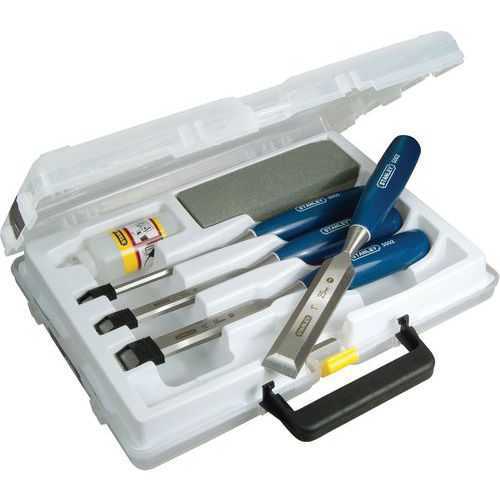 Houtbeitelset ABS handgreep - 6-12-18-25 mm + Olie + Steen Houtbeitelset ABS handgreep - 6-12-18-25 mm + Olie + Steen