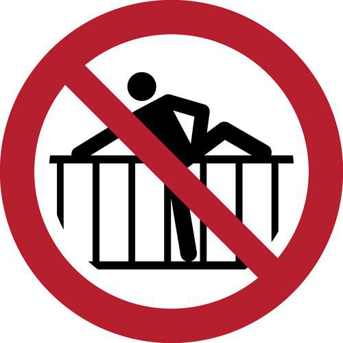 Pictogram bordje Verboden over hekwerk klimmen Pictogram bordje Verboden over hekwerk klimmen