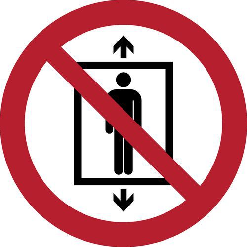 Pictogram Verboden lift te gebruiken door personen Pictogram Verboden lift te gebruiken door personen