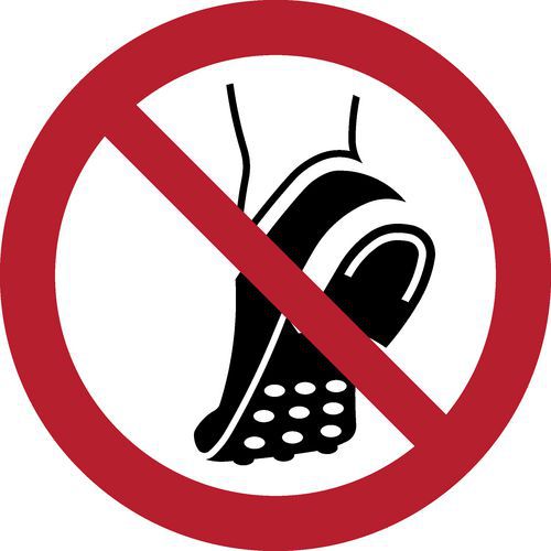 Pictogram Verboden schoenen met metalen noppen te dragen Pictogram Verboden schoenen met metalen noppen te dragen