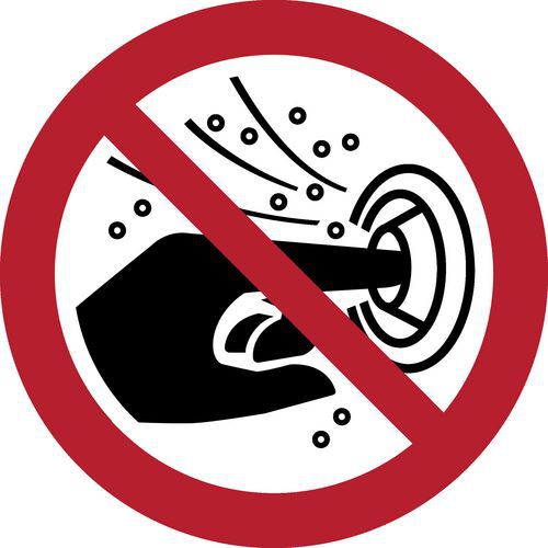 Pictogram Verboden spuitkoppen van whirlpool dicht te stoppen Pictogram Verboden spuitkoppen van whirlpool dicht te stoppen