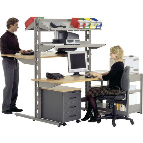 Werkpost voor PC: uitvoering staand en/of zittend LxBxH 1306x1700x1785 Werkpost voor PC: uitvoering staand en/of zittend LxBxH 1306x1700x1785