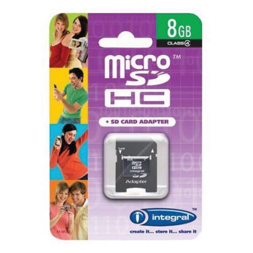 Carte mémoire micro SDHC avec adaptateur - 8 Go - Integral Carte mémoire micro SDHC avec adaptateur - 8 Go - Integral