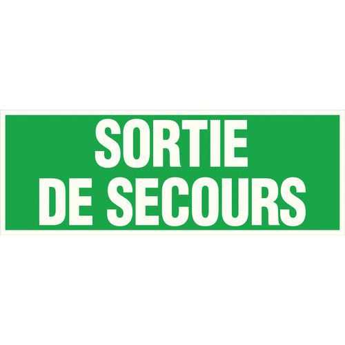 Panneau photoluminescent - Sortie de secours - Rigide Panneau photoluminescent - Sortie de secours - Rigide