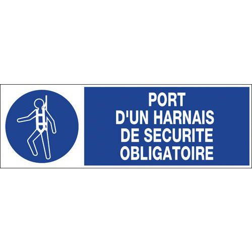 Panneau d'obligation - Port d'un harnais de sécurité obligatoire - Rigide Panneau d'obligation - Port d'un harnais de sécurité obligatoire - Rigide