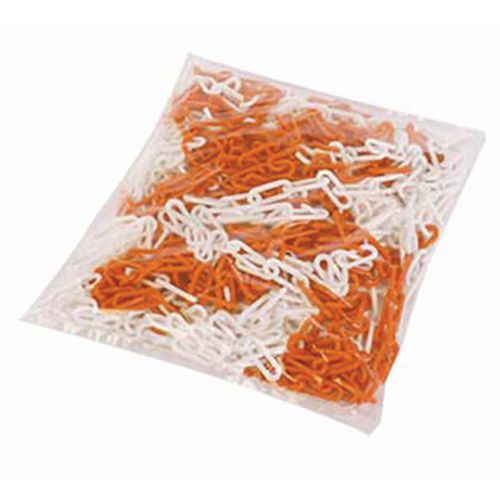 Kunststof ketting in zak - Fluorescerend oranje/wit Kunststof ketting in zak - Fluorescerend oranje/wit