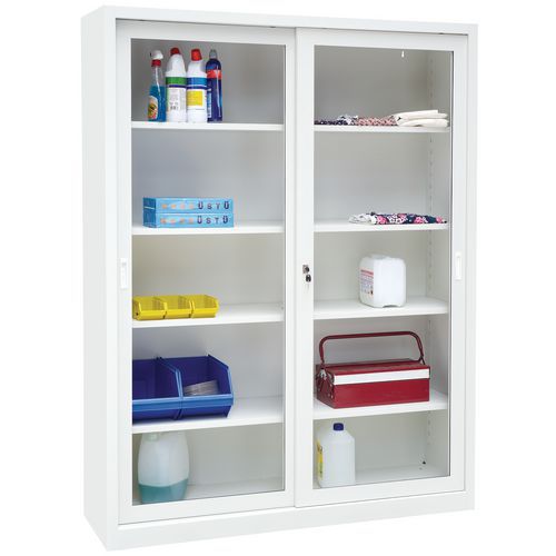 Hoge kast met schuifdeuren CH - transparant - Manutan Expert Hoge kast met schuifdeuren CH - transparant - Manutan Expert