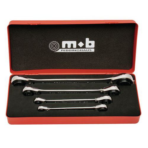 Metalen koffer met 4 ringratelsleutel 4x4 Metalen koffer met 4 ringratelsleutel 4x4