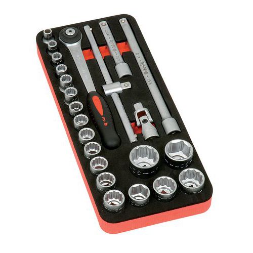 Module mousse douilles 1/2'' 23 pcs Module mousse douilles 1/2'' 23 pcs