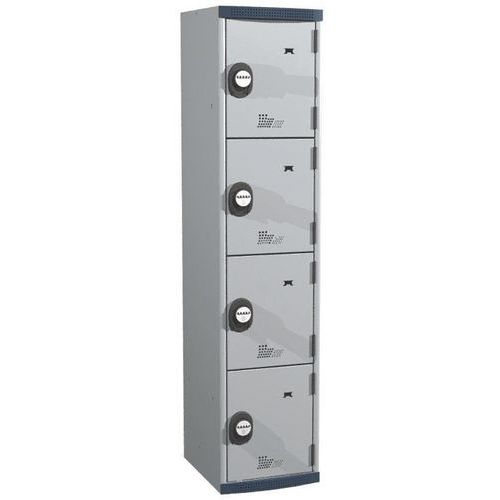 Garderobekast 4 vakken Seamline Optimum® - 1 kolom breedte 400 mm - op sokkel - Acial Garderobekast 4 vakken Seamline Optimum® - 1 kolom breedte 400 mm - op sokkel - Acial
