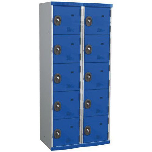 Garderobekast 10 vakken Seamline Optimum® - 2 kolommen breedte 400 mm - op sokkel - Acial Garderobekast 10 vakken Seamline Optimum® - 2 kolommen breedte 400 mm - op sokkel - Acial