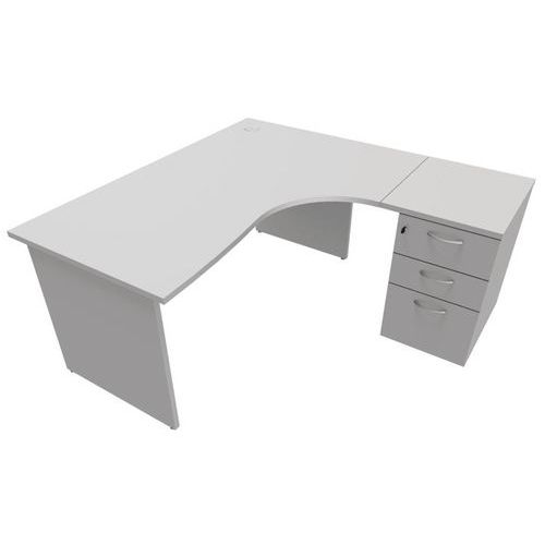 Compact bureau met ladeblok - Onderstel met wangen - Grijs - Manutan Compact bureau met ladeblok - Onderstel met wangen - Grijs - Manutan