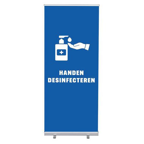 Roll-Banner Budget 85 Komplett-Set Handen Desinfecteren Roll-Banner Budget 85 Komplett-Set Handen Desinfecteren
