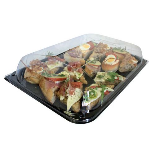 Catering schaal PS met PET-deksel zwart_Matfer Catering schaal PS met PET-deksel zwart_Matfer
