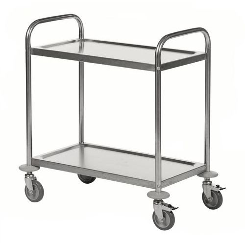 Rvs plateauwagen - 2 legborden - Draagvermogen 100 kg Rvs plateauwagen - 2 legborden - Draagvermogen 100 kg