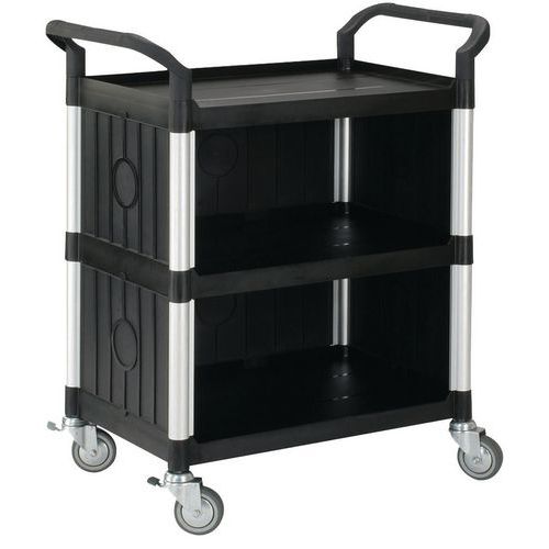 Polypropyleen wagen - 3 plateaus - met dubbel open ladeblok