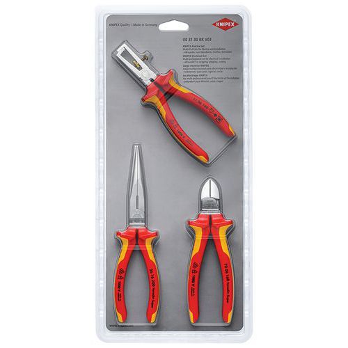 Jeu de 3 pinces isolées 1000V 70 06 160/11 06 160/26 16 200 - KNIPEX Jeu de 3 pinces isolées 1000V 70 06 160/11 06 160/26 16 200 - KNIPEX