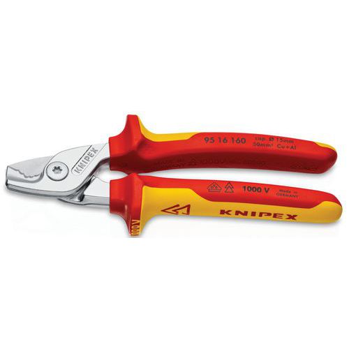Coupe-câbles StepCut 160mm chromé isolé 1000V Ø15mm/50mm² - KNIPEX Coupe-câbles StepCut 160mm chromé isolé 1000V Ø15mm/50mm² - KNIPEX