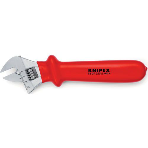 Clé à molette 260mm Ouverture 30mm graduation isolée 1000V - KNIPEX Clé à molette 260mm Ouverture 30mm graduation isolée 1000V - KNIPEX