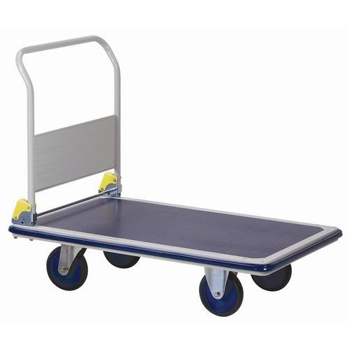 Metalen plateauwagen met neerklapbare rug - Draagvermogen 500 kg Metalen plateauwagen met neerklapbare rug - Draagvermogen 500 kg