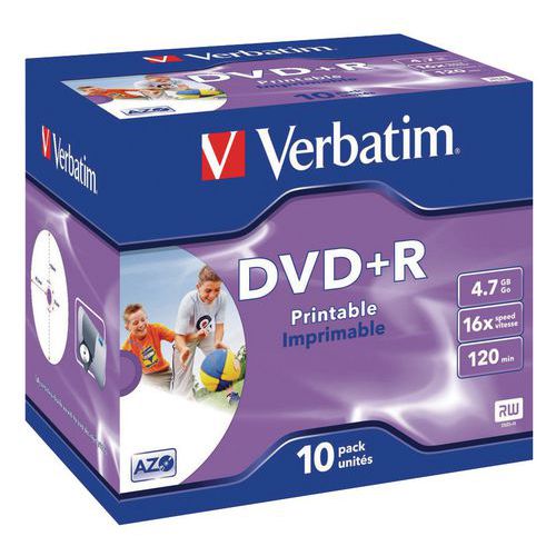 DVD+R bedrukbaar 16x - set van 10 Verbatim DVD+R bedrukbaar 16x - set van 10 Verbatim