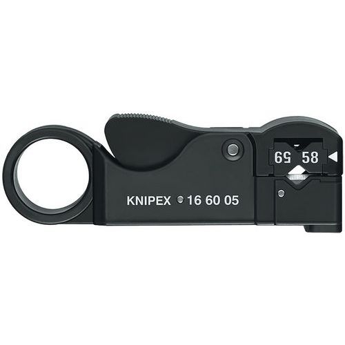 Outil à dénuder pour câbles coaxiaux 105 mm _ 16 60 05 SB_Knipex Outil à dénuder pour câbles coaxiaux 105 mm _ 16 60 05 SB_Knipex