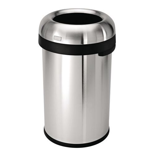 simplehuman Poubelle Forme Balle de Fusil avec Ouverture en Haut, qualité Commerciale, Acier Inoxydable Robuste, 60 l, Acier Inoxydable, Acier Inoxydable brossé, 80 L / 21 Gal