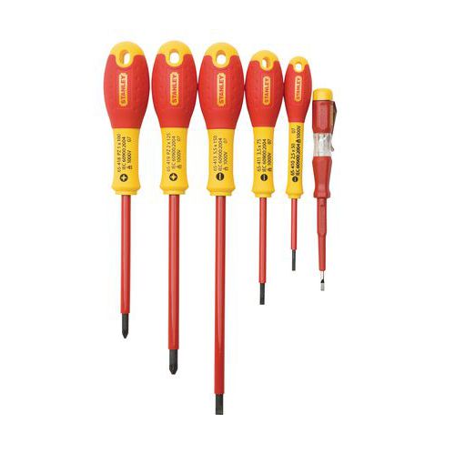 Set van 6 geïsoleerde VDE schroevendraaiers 1000 V Stanley® Set van 6 geïsoleerde VDE schroevendraaiers 1000 V Stanley®
