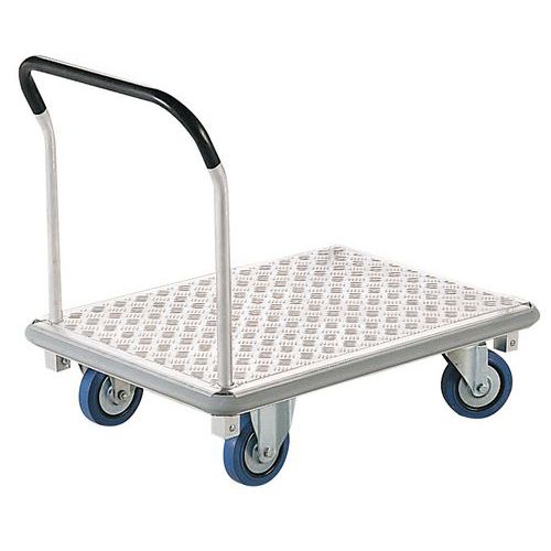 Plateauwagen aluminium - 1 vaste duwbeugel - Draagvermogen 500 en 750 kg Plateauwagen aluminium - 1 vaste duwbeugel - Draagvermogen 500 en 750 kg