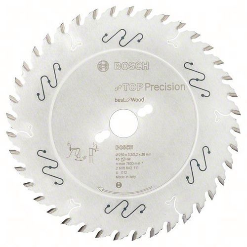 Cirkelzaagblad Laminated Panel Abrasive, Asgat Ø: 30 mm, Ø: 25 cm, Aantal tanden: 40, Type nr.: 2608642111