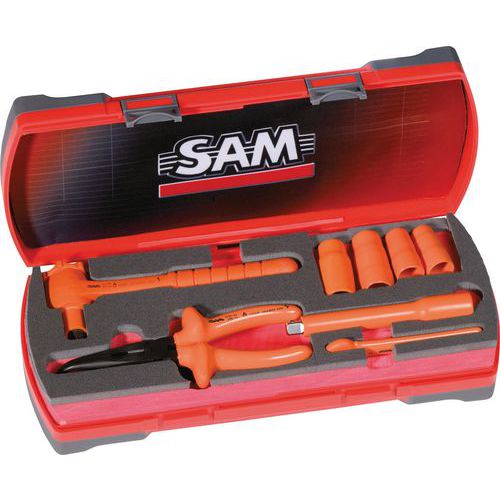 Koffer 8 gereedschappen geïsoleerd 1000V, doppen en toebehoren 3/8''