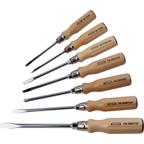 Schroevendraaier houten handvat 7 delig - SAM Outillage Schroevendraaier houten handvat 7 delig - SAM Outillage