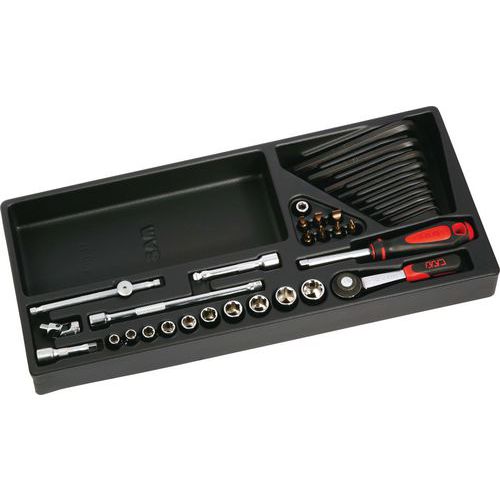 Dopsleutelset 1/4 met 34 delig in mm - SAM Outillage Dopsleutelset 1/4 met 34 delig in mm - SAM Outillage